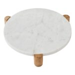 Renwil Lance Marble and Wood Tray — top view of the circular tray