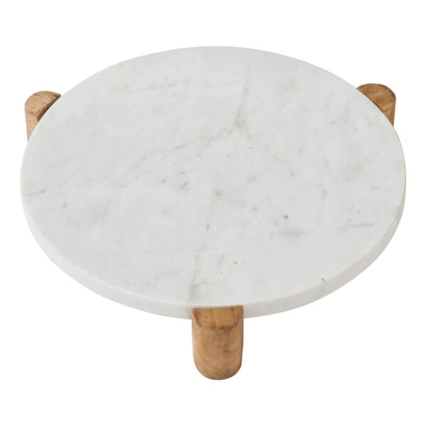 Renwil Lance Marble and Wood Tray — top view of the circular tray