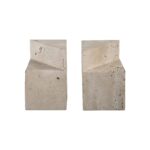 Renwil Attle Travertine Bookends - Set of 2 — front view of both stepped natural travertine bookends