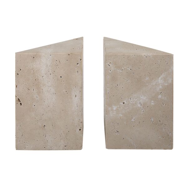 Renwil Attle Travertine Bookends - Set of 2 — rear view of the travertine surfaces