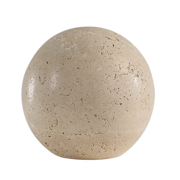Renwil Cereza Travertine Sphere Sculpture — alternate view of the porous stone surface