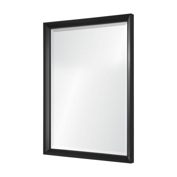 Renwil Dante Black Foil Framed Beveled Wall Mirror MT2758 - angled view of broad black foil frame