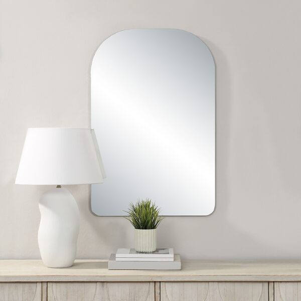 Renwil Chania Frameless Arch Vanity Mirror MT2695 - frameless arch mirror styled above a console