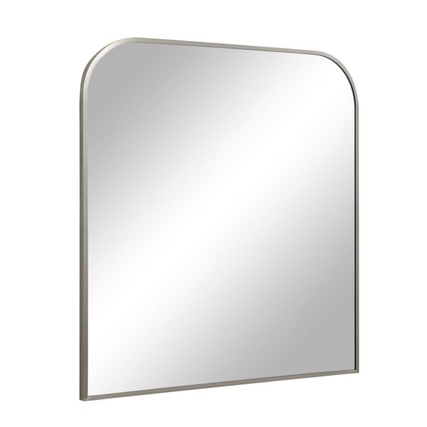 Renwil Salma Brushed Nickel Arch Wall Mirror MT2720 - angled view of slim plated frame