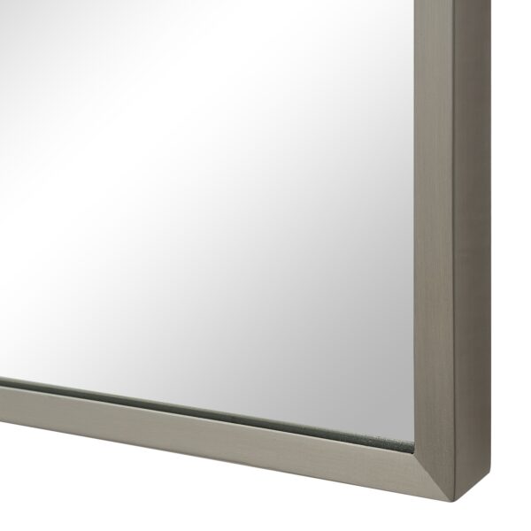 Renwil Salma Brushed Nickel Arch Wall Mirror MT2720 - close-up of nickel finish and glass edge