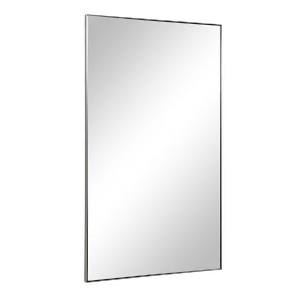 Renwil Spili Polished Nickel Rectangular Wall Mirror MT2700 - angled view of the slim stainless steel frame