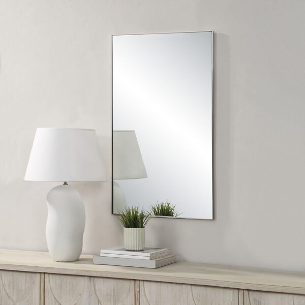 Renwil Spili Polished Nickel Rectangular Wall Mirror MT2700 - rectangular mirror styled above a console