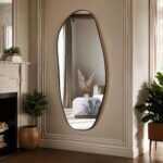 Renwil Enina Matte Black Organic Full Length Mirror MT2704 - organic mirror displayed vertically on a wall