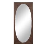 Renwil Sitia Walnut Finish Pine Full Length Mirror MT2698 - front view of the walnut-finish pine frame and oval mirror