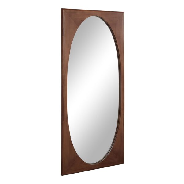 Renwil Sitia Walnut Finish Pine Full Length Mirror MT2698 - angled view of the rectangular wood frame