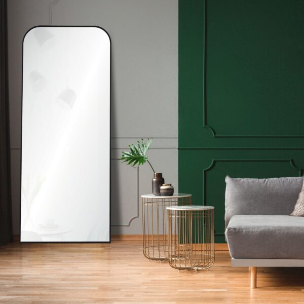 Renwil Mandret Black Iron Full Length Mirror MT2381 - mirror styled beside a sofa