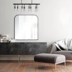 Renwil Luka Black Iron Wall Mirror MT2382 - mirror styled above a dark console