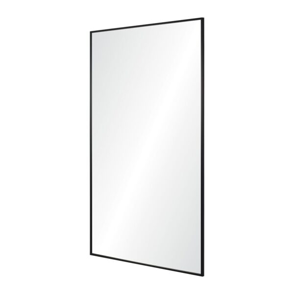 Renwil Amara Matte Black Rectangular Wall Mirror MT2548 - angled view of the slim iron frame