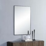 Renwil Amara Matte Black Rectangular Wall Mirror MT2548 - rectangular mirror styled above a cabinet