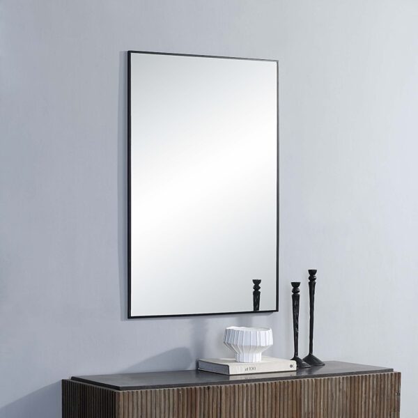 Renwil Amara Matte Black Rectangular Wall Mirror MT2548 - rectangular mirror styled above a cabinet