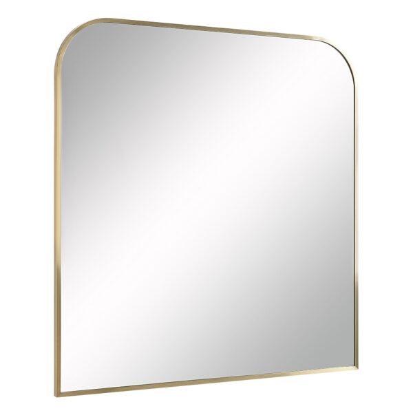 Renwil Joan Antique Brass Arched Wall Mirror MT2507 - angled view of the brass-finished frame