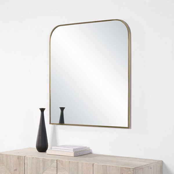Renwil Joan Antique Brass Arched Wall Mirror MT2507 - mirror styled above a console