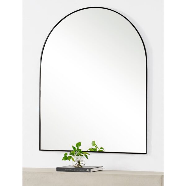 Renwil Lamia Matte Black Arched Wall Mirror MT2525 - arched wall mirror styled above a console