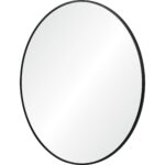 Renwil Claribel 30 Inch Matte Black Round Wall Mirror MT2414 - angled view of the black iron frame