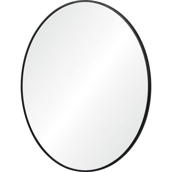 Renwil Claribel 30 Inch Matte Black Round Wall Mirror MT2414 - angled view of the black iron frame