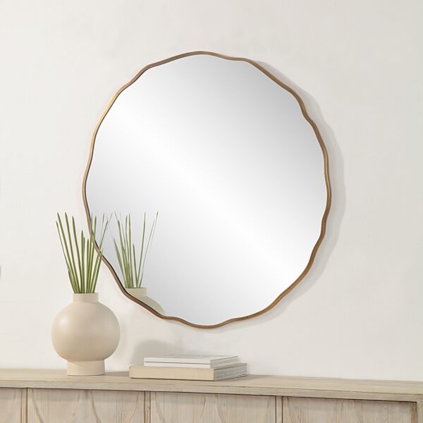 Renwil Bern Dark Antique Brass Wall Mirror MT2634 - mirror styled above a console