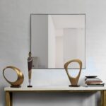 Renwil Greer Black Square Wall Mirror MT2097 - room setting above a console