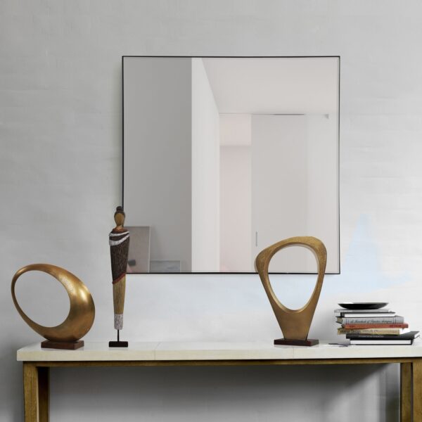 Renwil Greer Black Square Wall Mirror MT2097 - room setting above a console