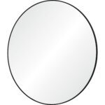 Renwil Sami Large Matte Black Round Wall Mirror MT2530 - angled view of the slim black iron frame