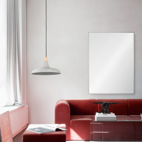 Renwil Carmelle Polished Stainless Steel Wall Mirror MT2346 - mirror styled above a red sofa