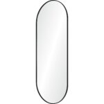 Renwil Ammar Matte Black Capsule Wall Mirror MT2510 - angled view of the capsule-shaped iron frame