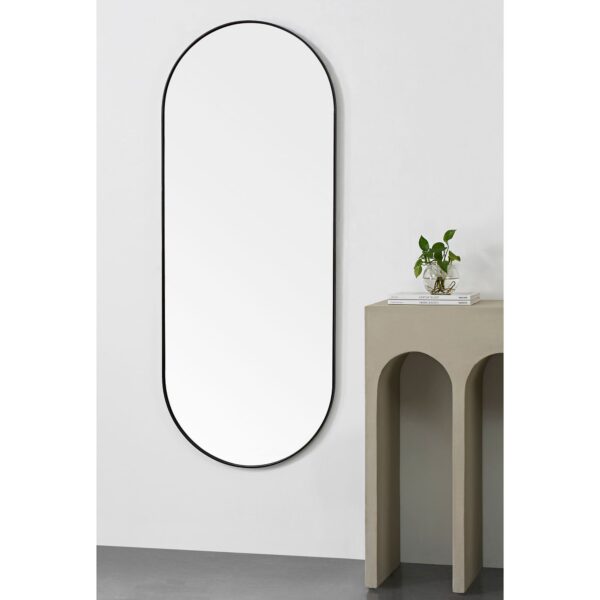Renwil Ammar Matte Black Capsule Wall Mirror MT2510 - wall mirror styled vertically in an interior