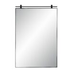 Renwil Titel Matte Black Iron Wall Mirror MT2633 - front view of rectangular mirror with top rail detail