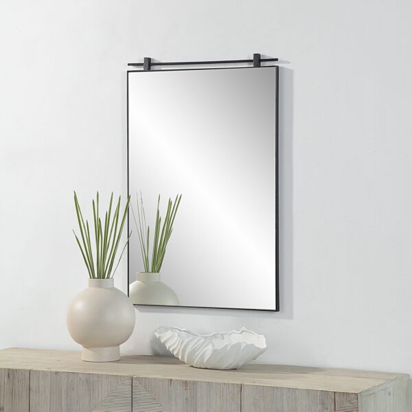 Renwil Titel Matte Black Iron Wall Mirror MT2633 - mirror styled above a console