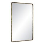 Renwil Ivory Dark Antique Brass Textured Wall Mirror MT2675 - angled view of the textured cast aluminum frame