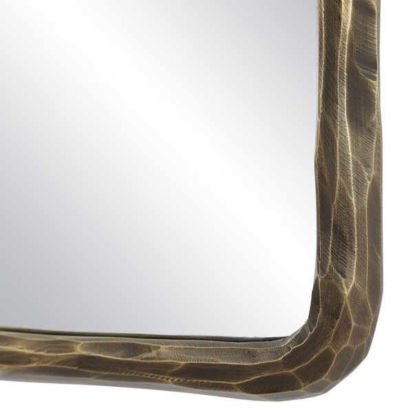 Renwil Ivory Dark Antique Brass Textured Wall Mirror MT2675 - close-up of the textured antique brass corner