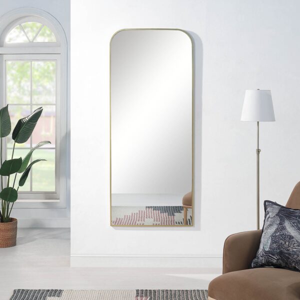 Renwil Meryem Gold Full Length Mirror MT2514 - full length mirror styled vertically in an interior
