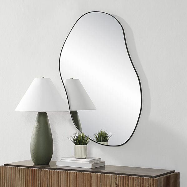 Renwil Jane Matte Black Organic Wall Mirror MT2659 - mirror styled above a console