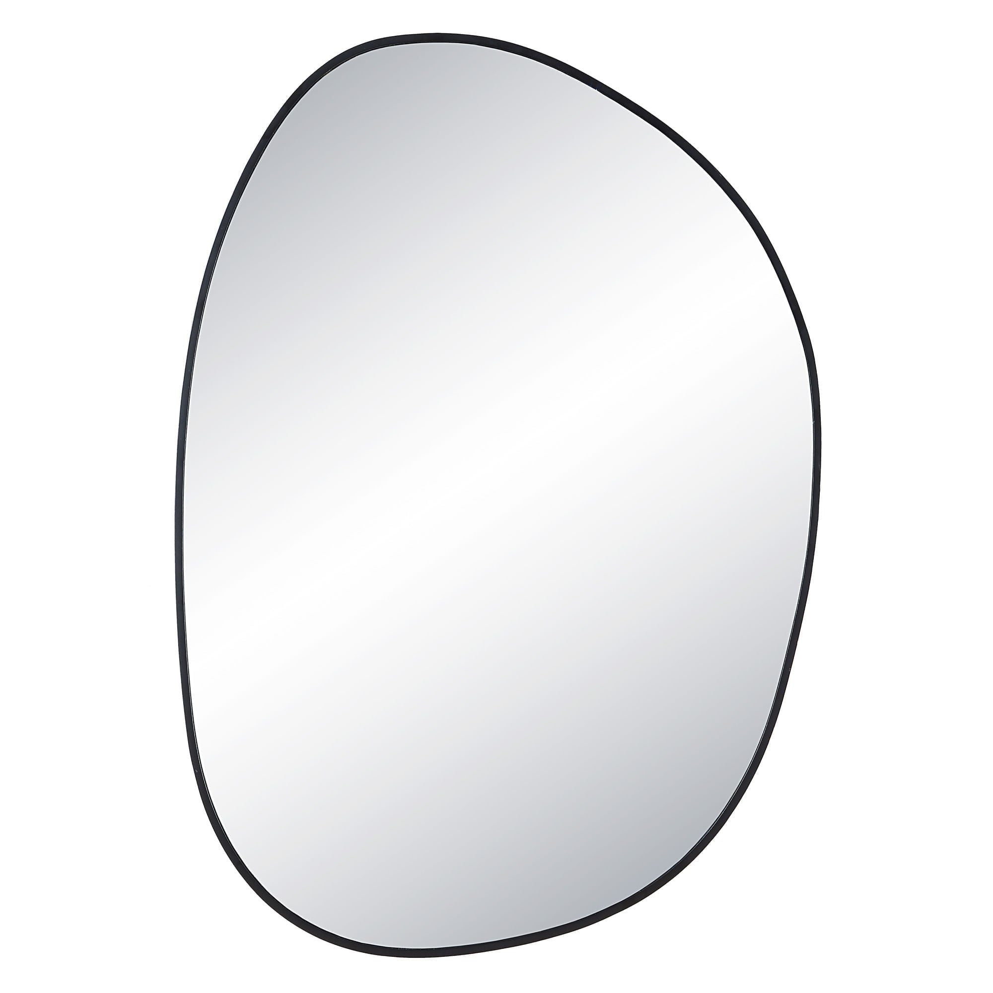 184198.jpg Renwil Bozeman Matte Black Organic Wall Mirror MT2564 - front view of organic oval black iron framed mirror