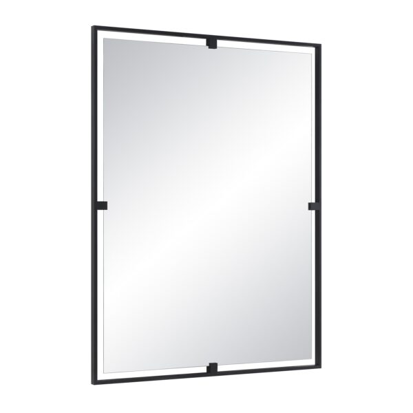 Renwil Marco Matte Black Rectangular Wall Mirror MT2669 - angled view showing the frame and connecting tabs
