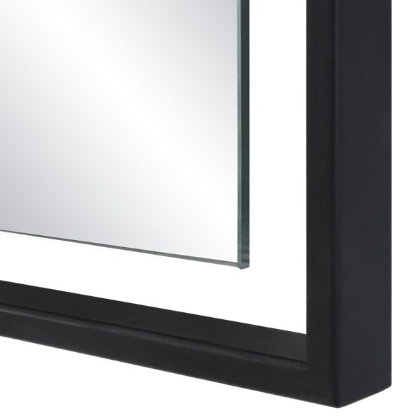 Renwil Marco Matte Black Rectangular Wall Mirror MT2669 - close-up of the mirror edge and matte black frame