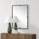 Renwil Marco Matte Black Rectangular Wall Mirror MT2669 - rectangular wall mirror styled above a console