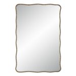 Renwil Basel Dark Antique Brass Wall Mirror MT2635 - front view of rectangular mirror with undulating frame