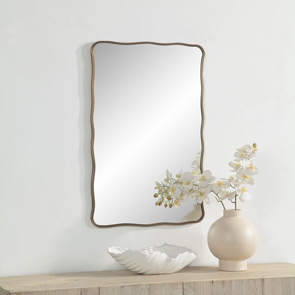 Renwil Basel Dark Antique Brass Wall Mirror MT2635 - mirror styled above a console
