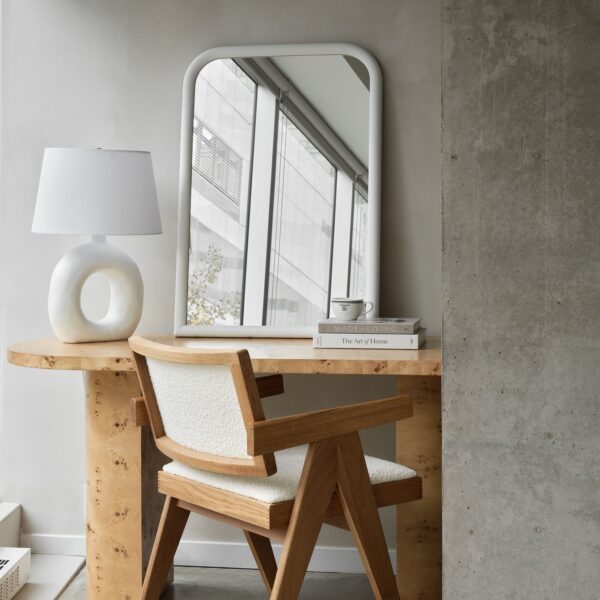 Renwil Colima Textured White Aluminum Wall Mirror MT2554 - white mirror styled above a desk