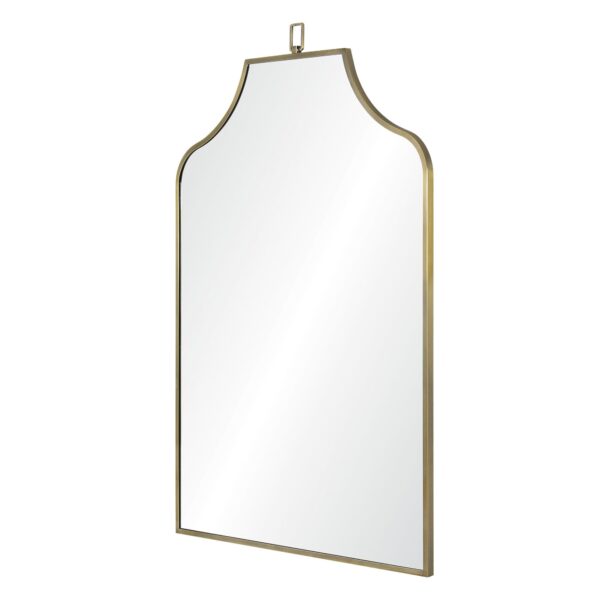 Renwil Calliope Antique Brass Decorative Wall Mirror MT2547 - angled view of the antique brass iron frame