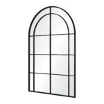 Renwil Atkinson Matte Black Arched Full Length Mirror MT2546 - angled view of the iron window-style frame