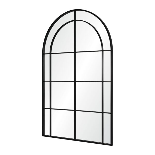 Renwil Atkinson Matte Black Arched Full Length Mirror MT2546 - angled view of the iron window-style frame
