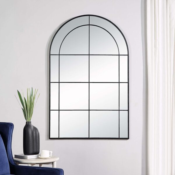 Renwil Atkinson Matte Black Arched Full Length Mirror MT2546 - arched full length mirror styled on a wall