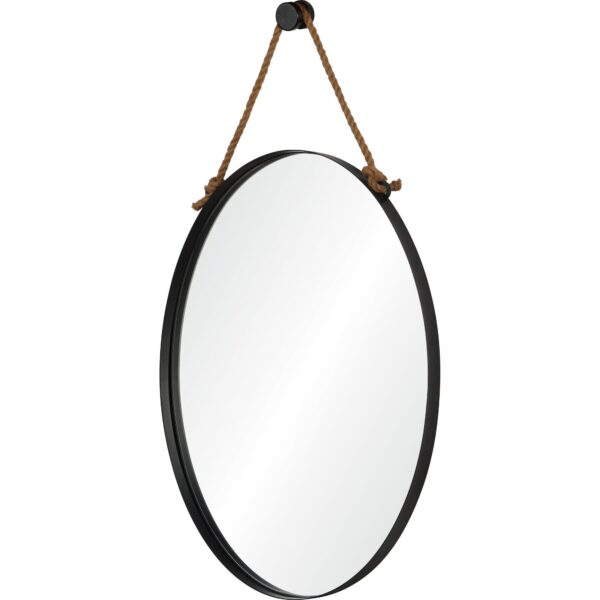 Renwil Parbuckle Black Oval Wall Mirror with Hemp Rope MT2365 - angled oval mirror view