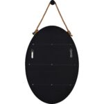 Renwil Parbuckle Black Oval Wall Mirror with Hemp Rope MT2365 - rear view with mounting points and decorative rope